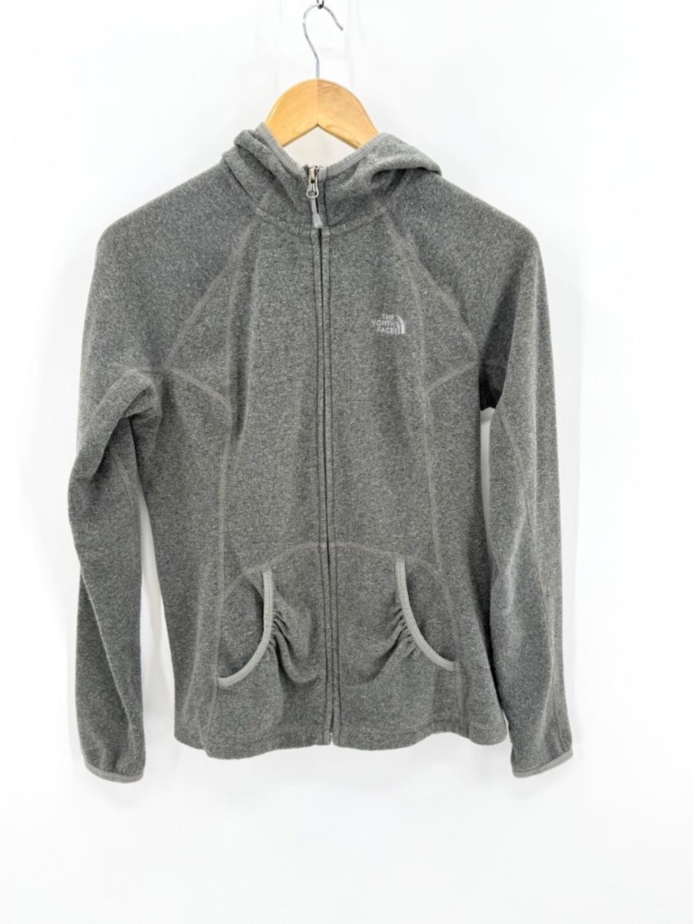 The North Face TKA 100 Fleece Hoodie Womens Medium M Gray Full Zip Jacket